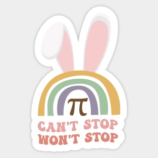 Groovy Can't Stop Pi Won't Stop Bunny Ears Easter Math Lover Sticker